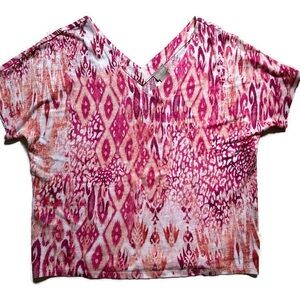 Women’s Chico’s Multicolor Cheetah Ikat Linen Top 0P